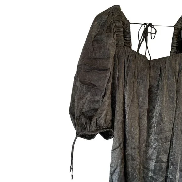 Free People Mini Party Dress Medium Shiny Charcoal - Picture 5 of 7